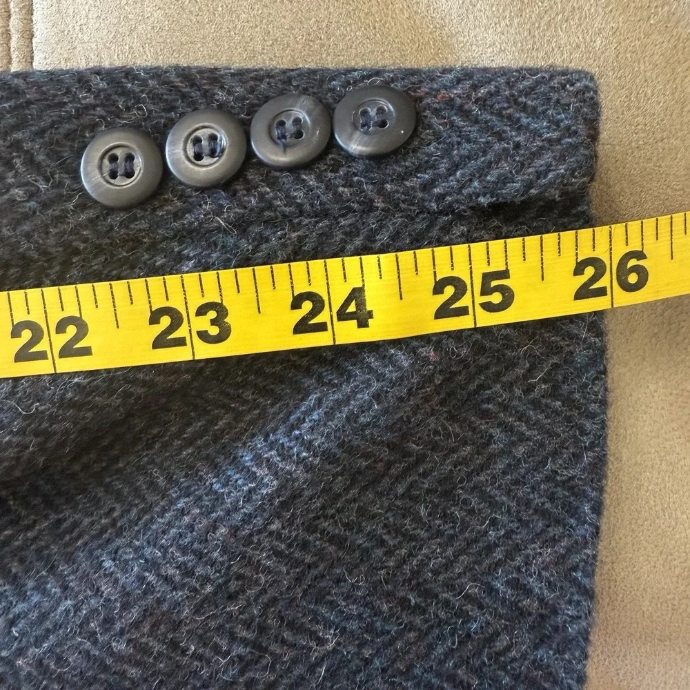 Vintage Mens 100% Wool Herringbone Tweed‎ Sport Coat Jacket Elbow Patch 42L USA